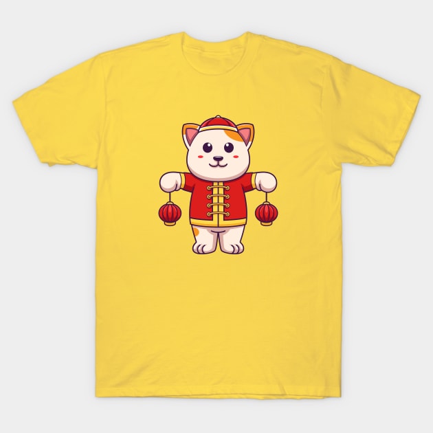 Cute Chinese cat artwork T-Shirt by onama.std